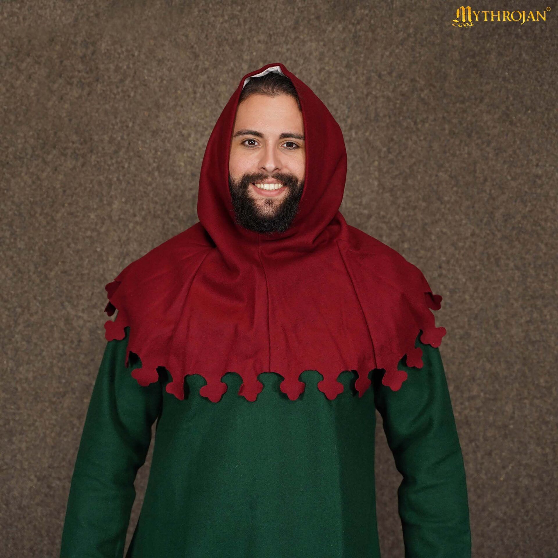 14th Century Wool Hood with Dagged Edge Medieval Liripipe Style-701487M liripipe woolen hood