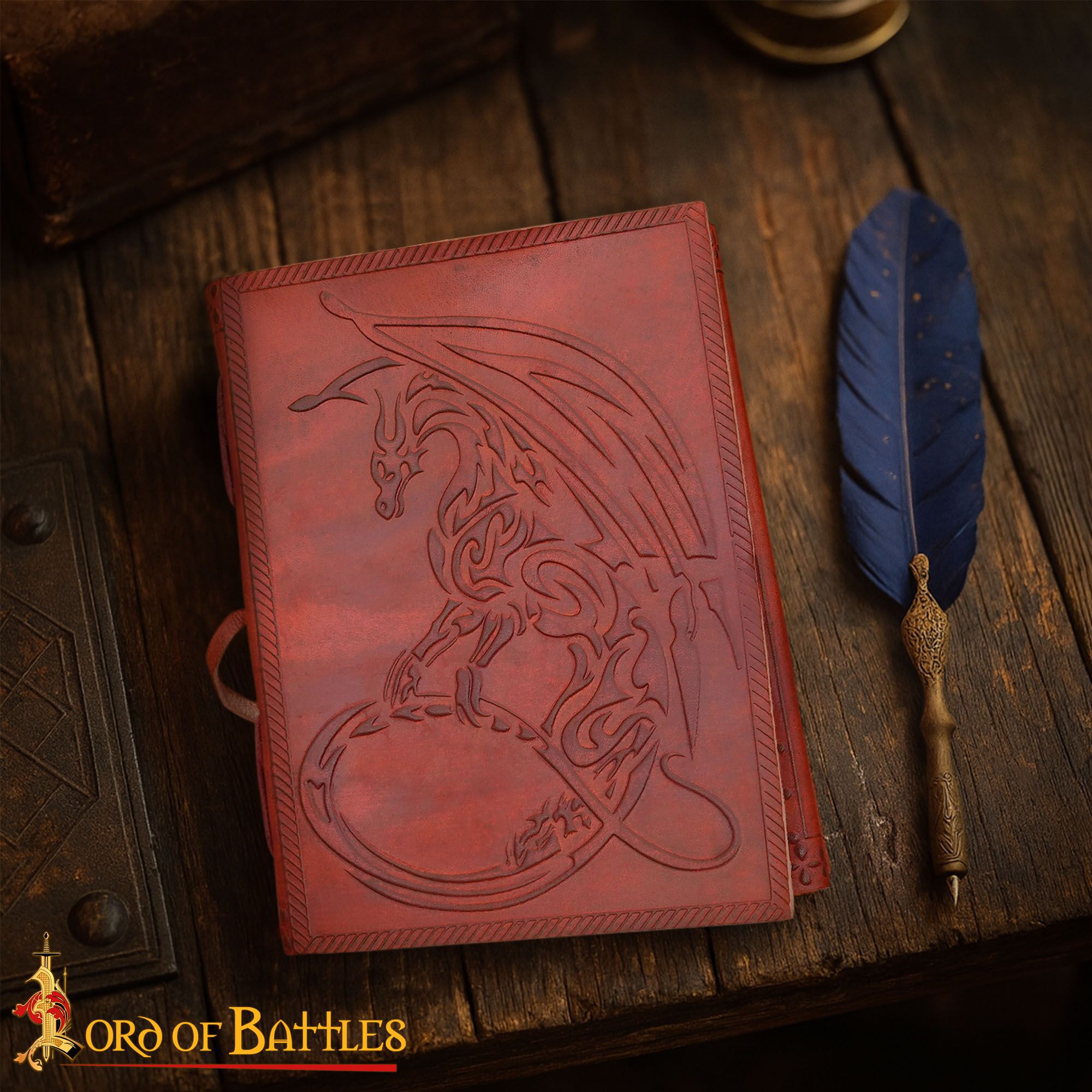 Celtic Dragon Handcrafted Leather Journal-25127 6 Celtic Dragon Leather Journal