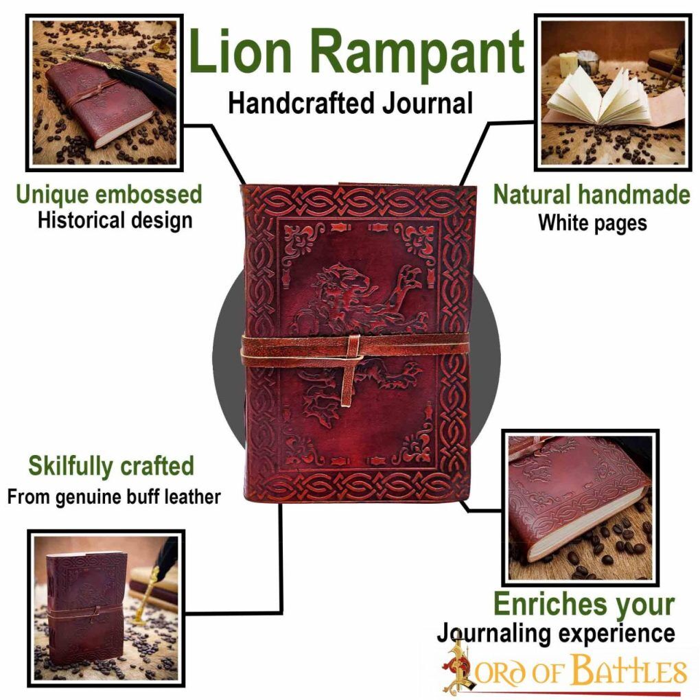 Lion Rampant Heraldic Journal Handcrafted Genuine Leather Diary Notes Lion Rampant Heraldic Journal Handcrafted Genuine Leather Diary Notes