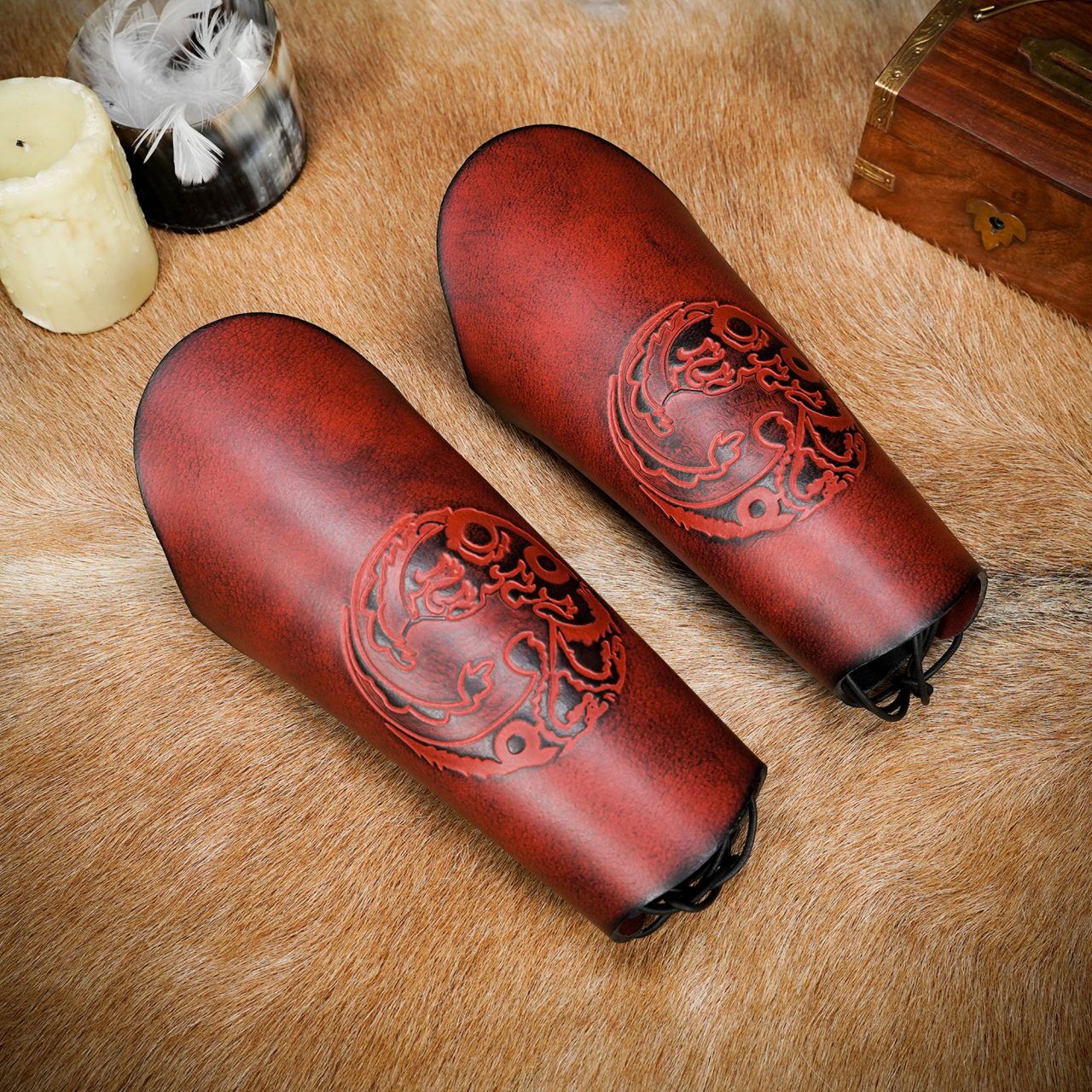 26090M_7 Nordic Dragon Leather Bracers