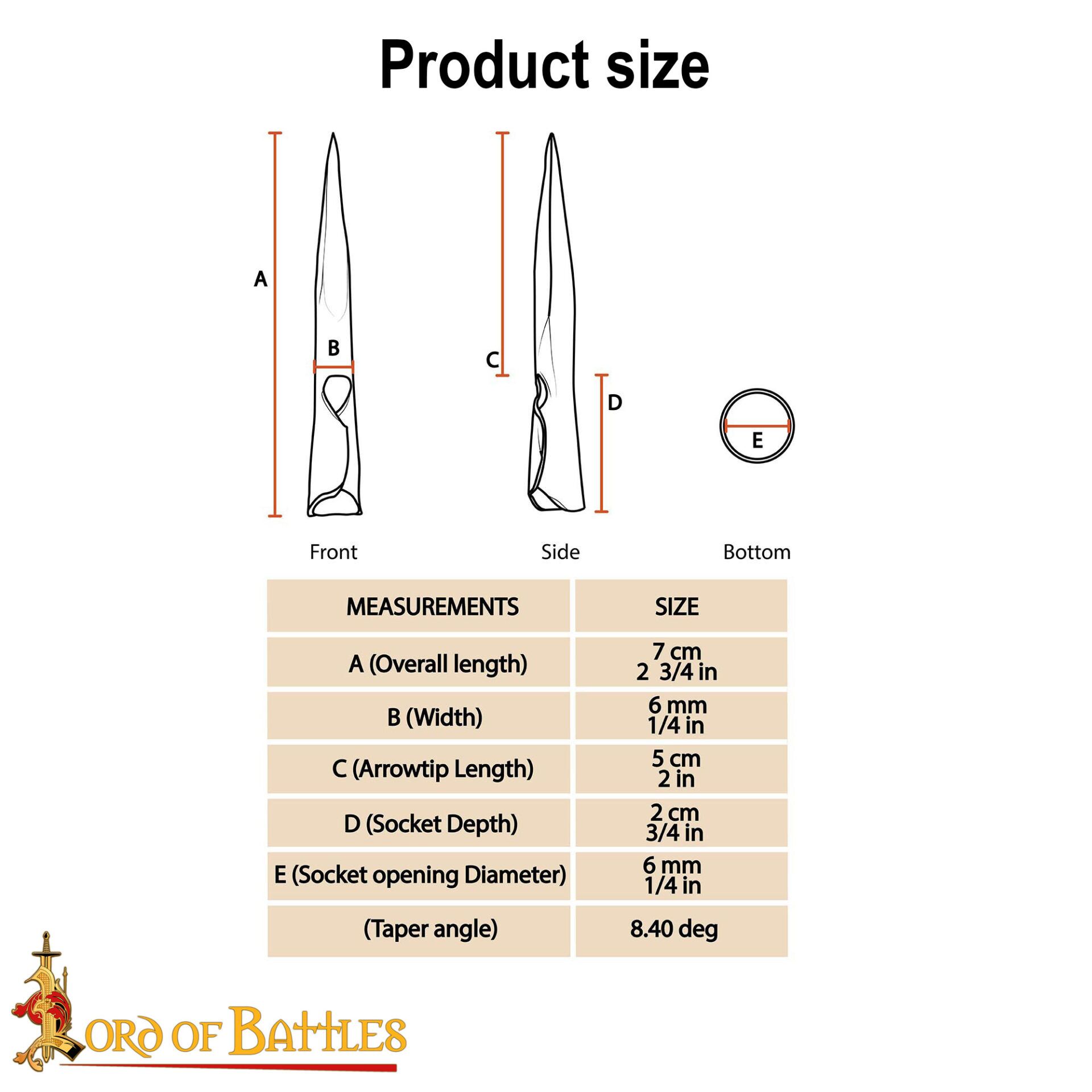 Medieval Bodkin Arrowhead Hand-Forged Iron Longbow Tip 14th Century War Arrow Replica - 1204 2 Bodkin Arrowhead