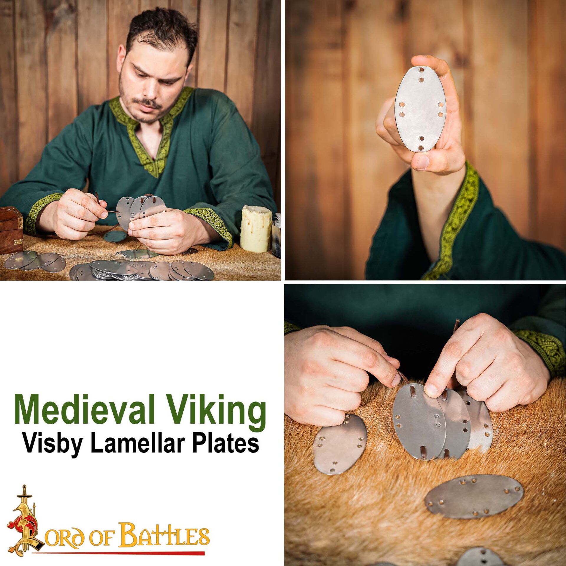 Medieval Loose Scales-9700-100pcs 6 Medieval Viking Visby Lamellar Steel Plates for Plate Armor – Set of 25 Pcs
