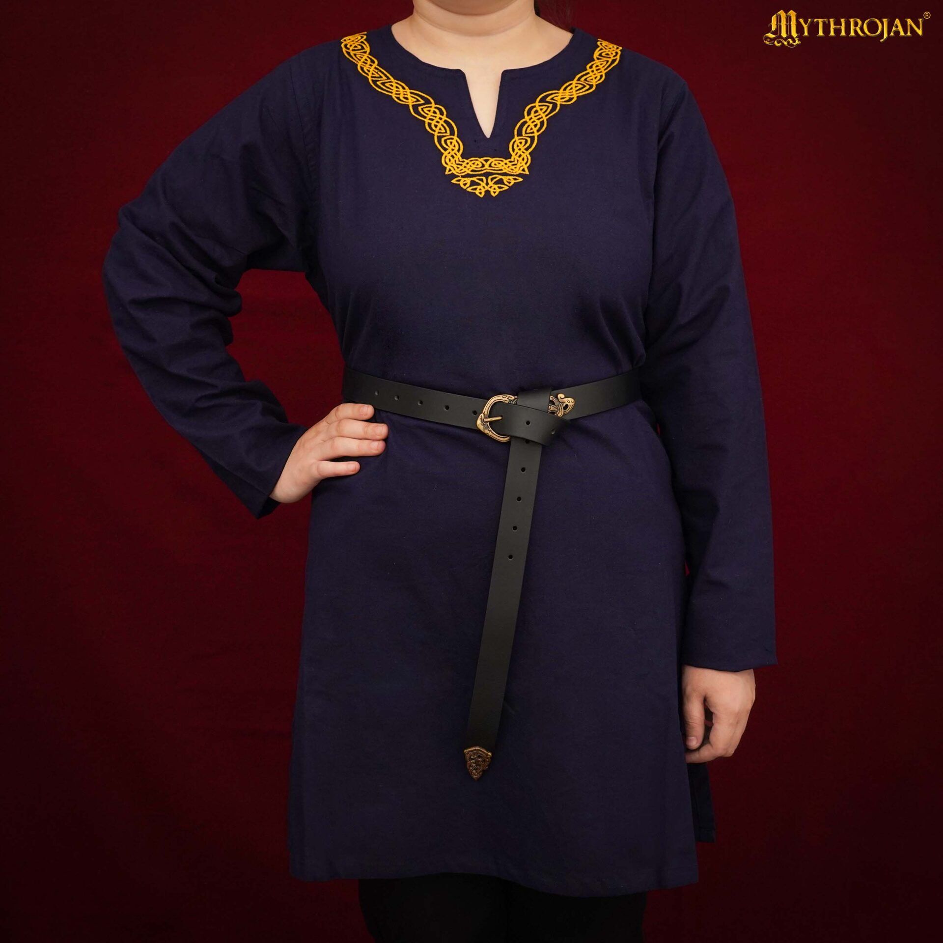 9th-11th Century Viking Tunic with Embroidered Neckline-301139NBFS viking tunic