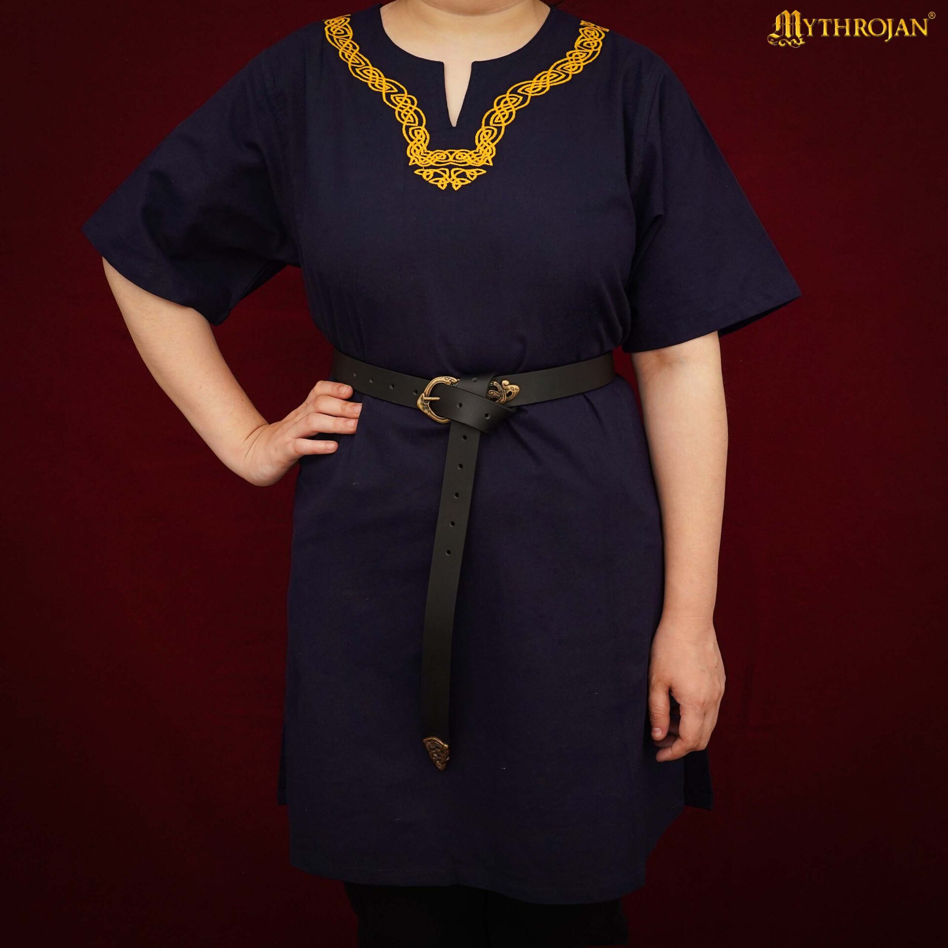 9th-11th Century Viking Tunic with Embroidered Neckline-301139NBHS viking tunic