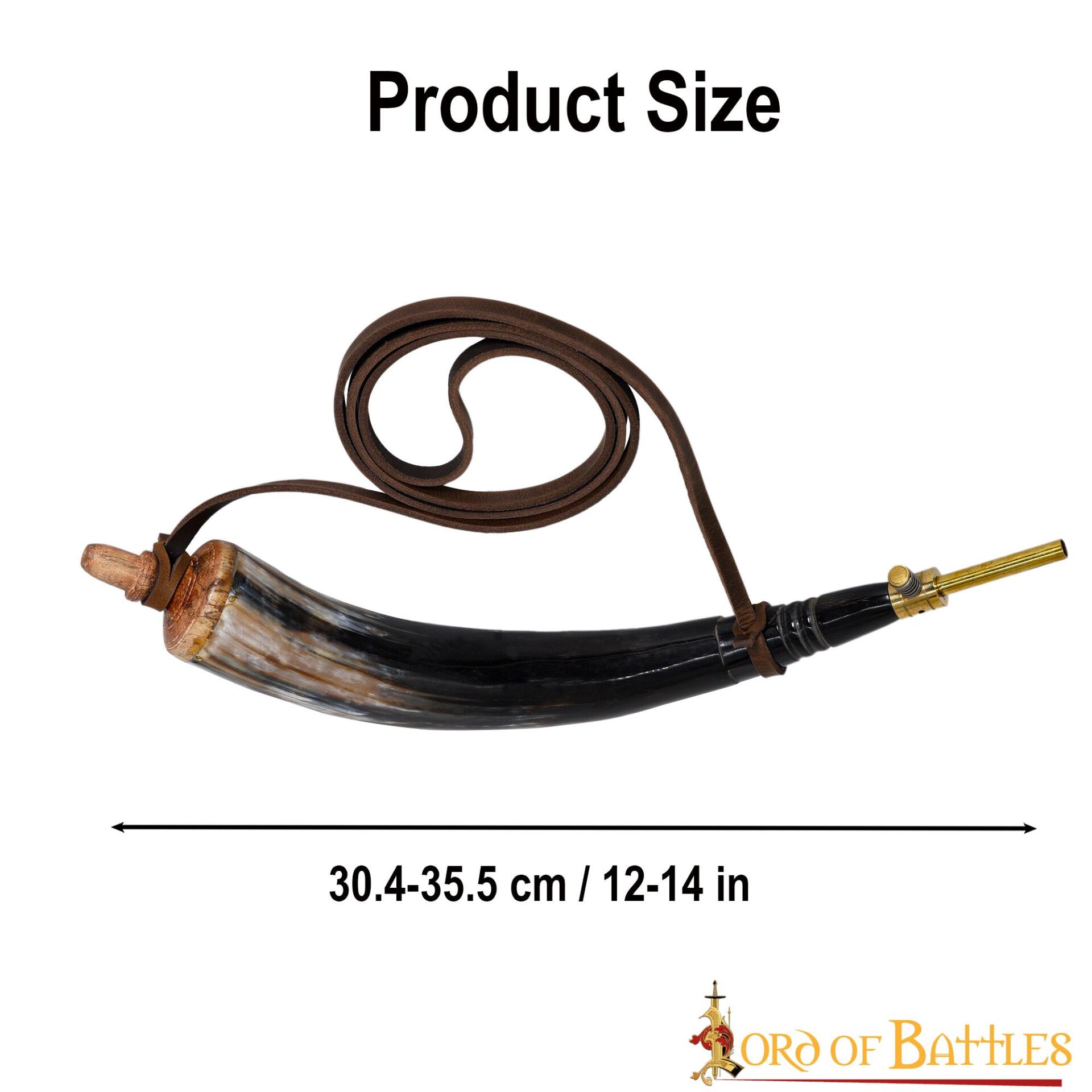 3-40-2 Medieval Viking Gun Powder Horn Functional Genuine Horn Accessory