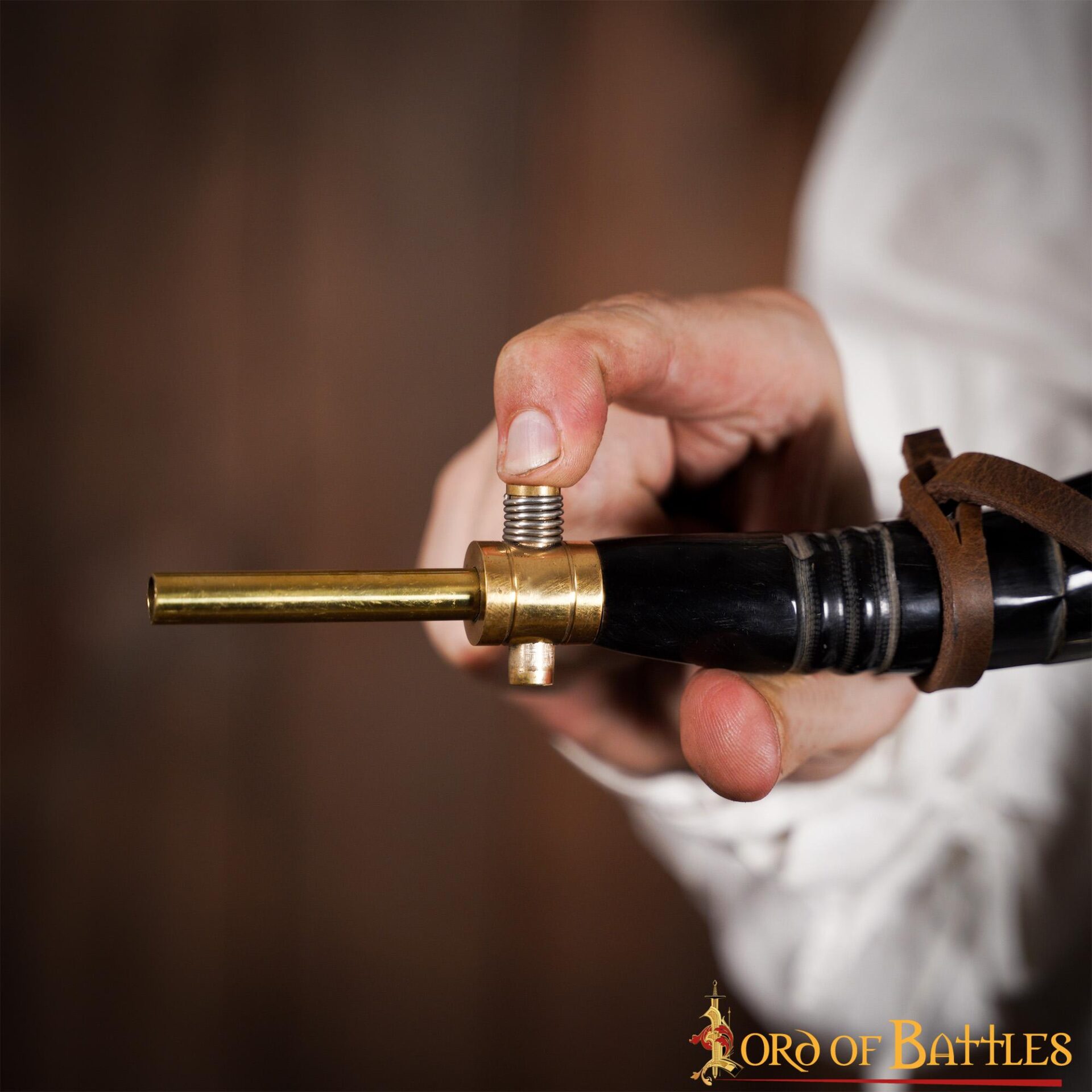 5-40-1 Medieval Viking Gun Powder Horn Functional Genuine Horn Accessory