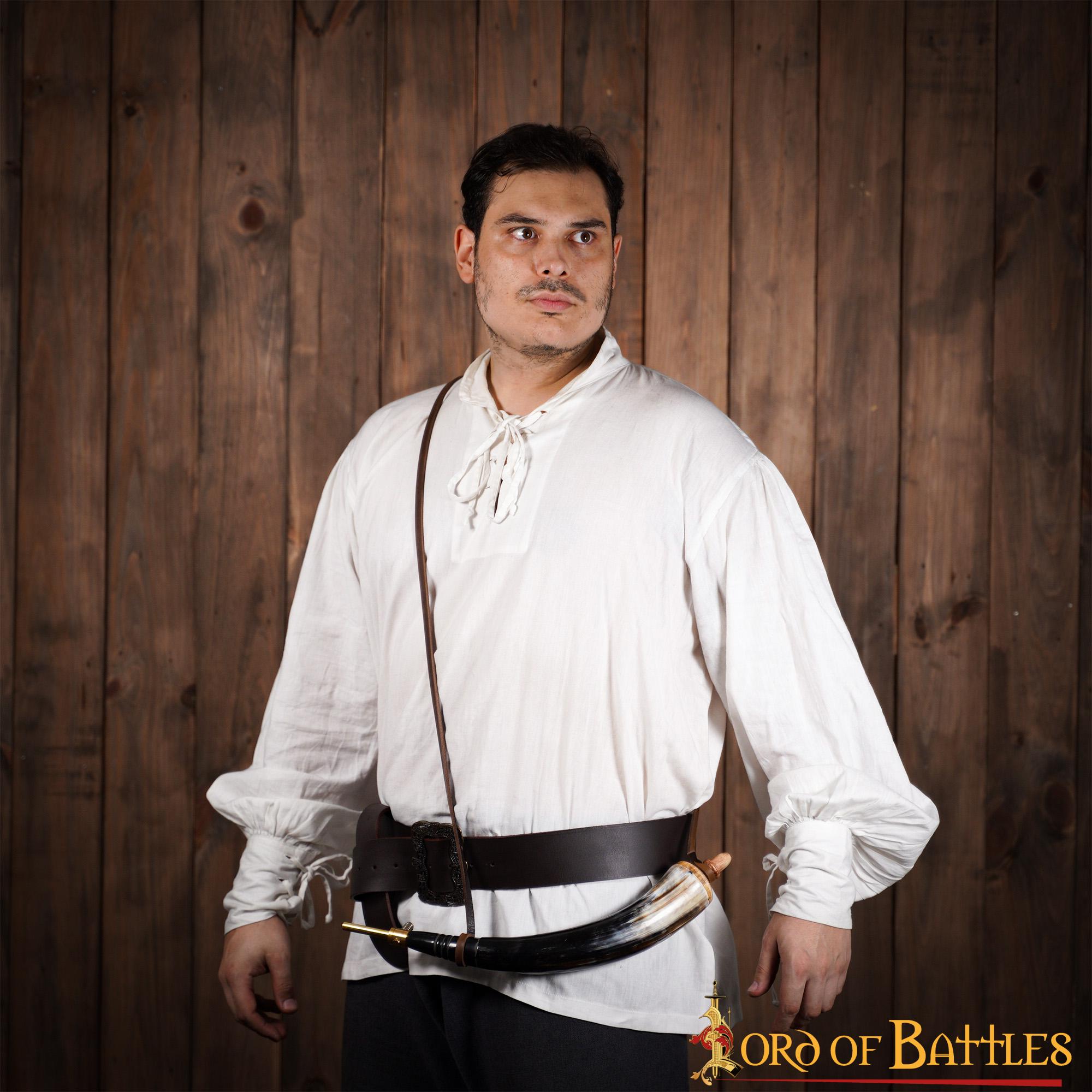 9-12-1 Medieval Viking Gun Powder Horn Functional Genuine Horn Accessory