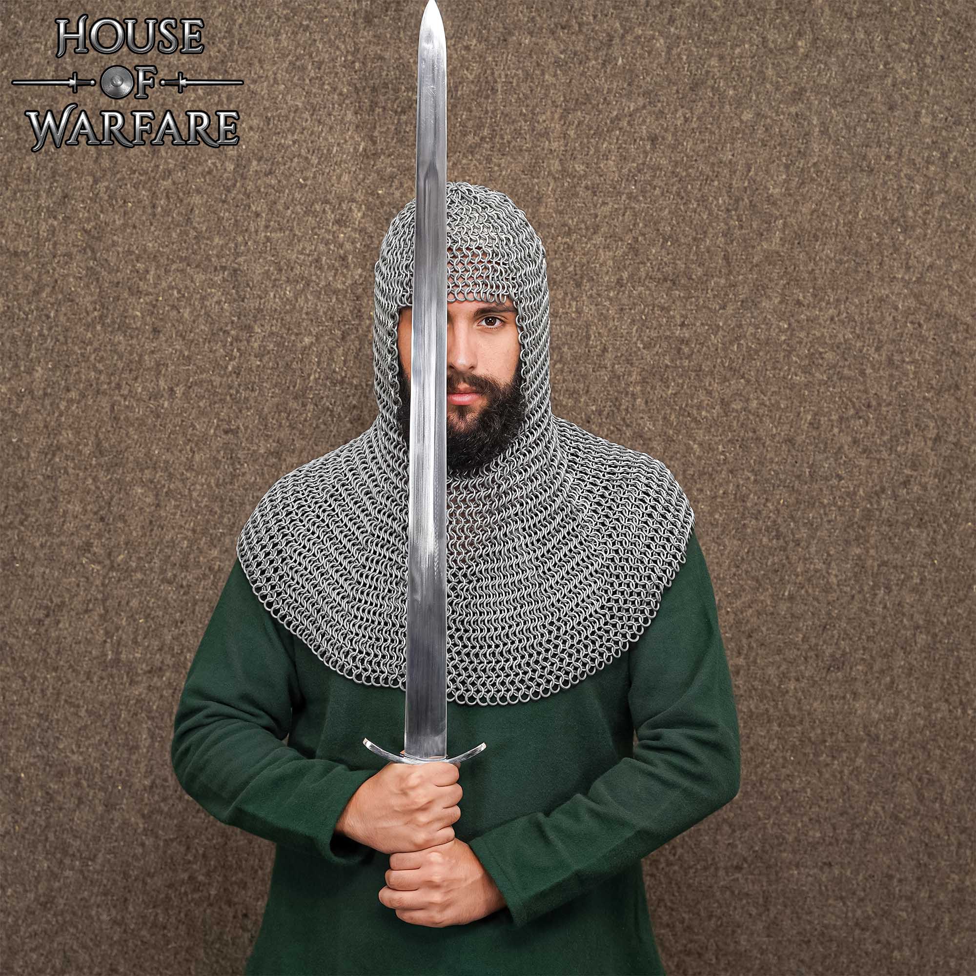 Medieval Chainmail Coif 14 Gauge 10 mm Butted Aluminium with Rubber Rings-701336 4 Coif