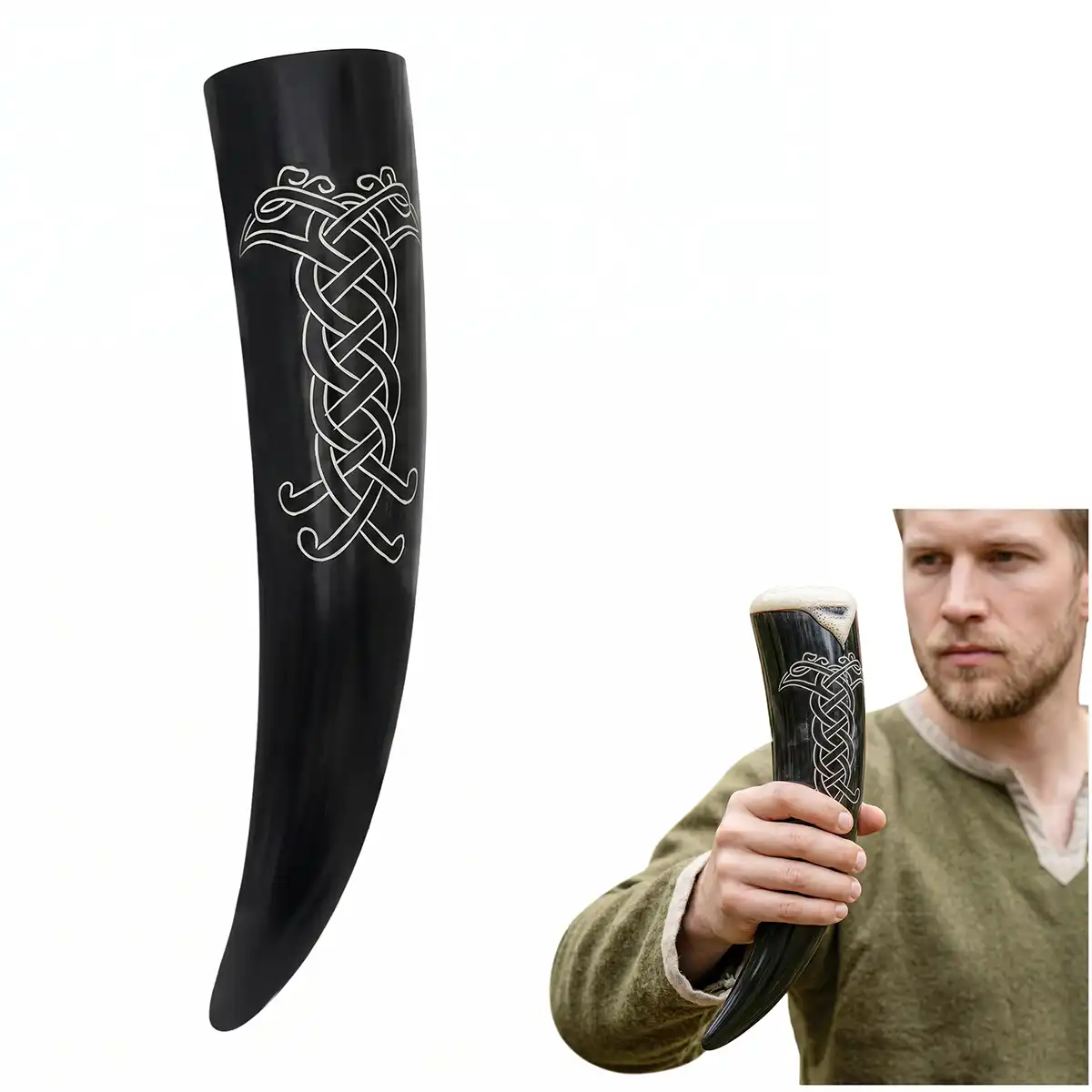 300185-400ml-Featured-Ai Handcarved Drinking Horn