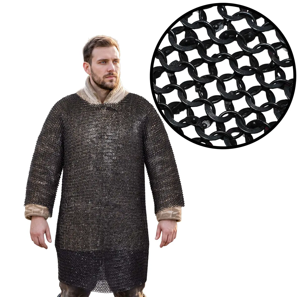 162BK-Featured-1 Chainmail Haubergeon Riveted Round Ring