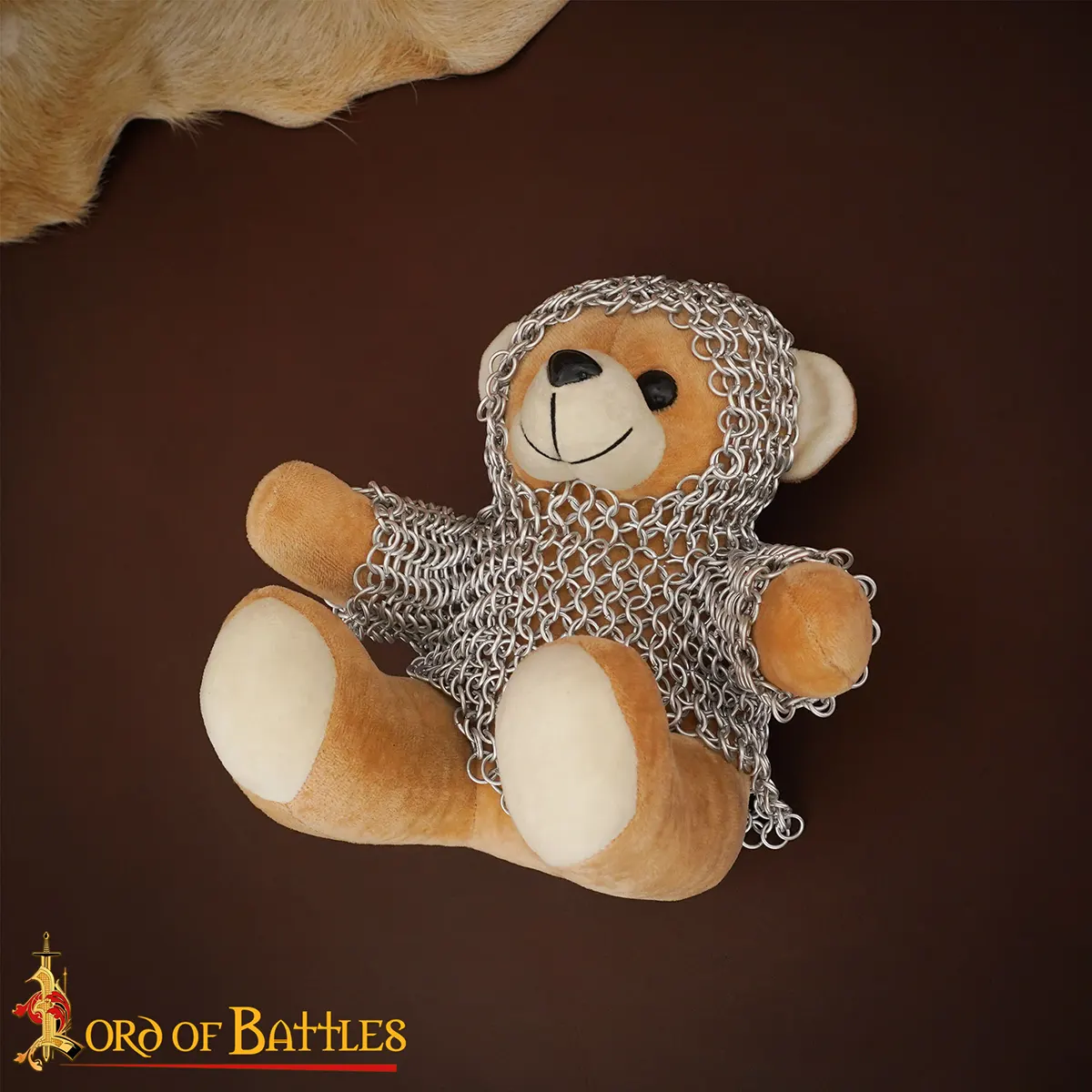 Medieval Chainmail Teddy Bear Knight, Handcrafted Aluminium Anodized Armour Plush (6mm, 17g Rings) Medieval Collectible Gift - Image 6