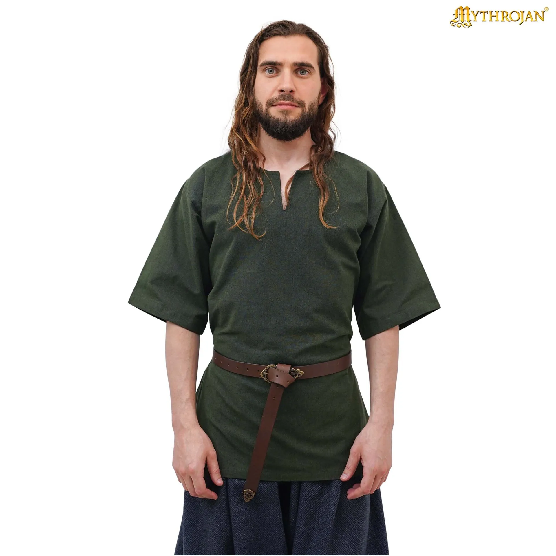 Medieval Green Short-Sleeve Tunic-301095GN 3 Viking tunic