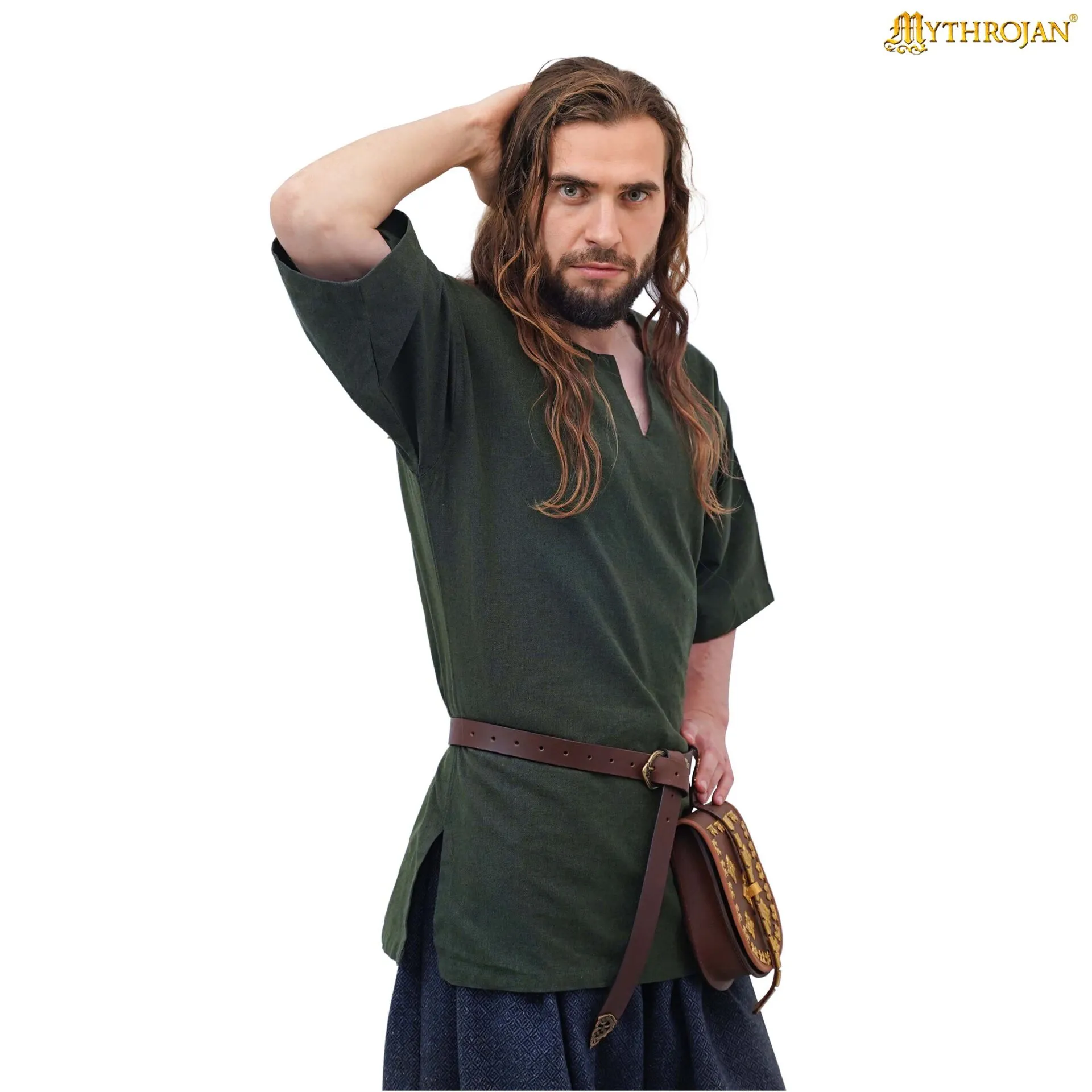 Medieval Green Short-Sleeve Tunic-301095GN 4 Viking tunic