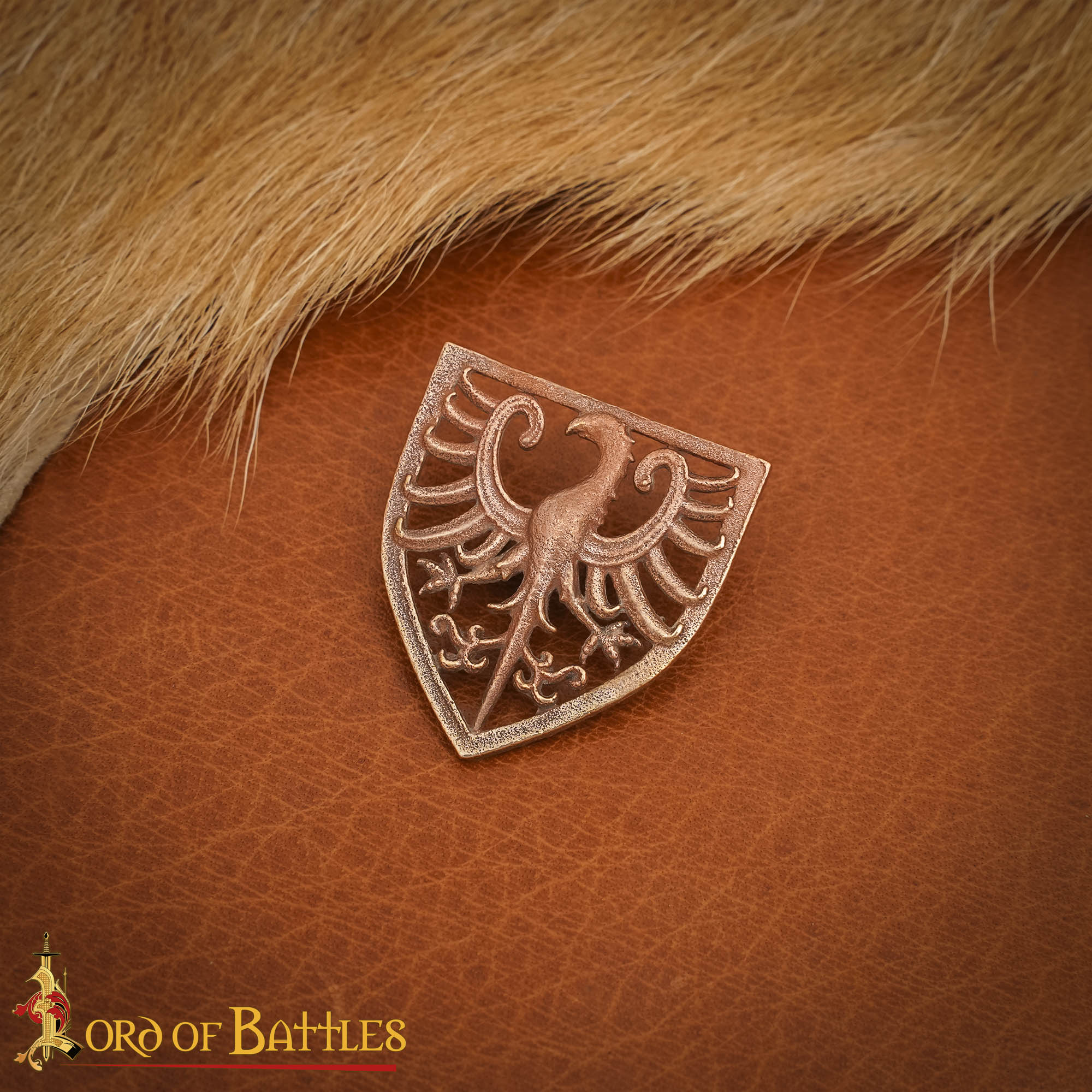 13th Century Bronze Heraldic Eagle Shield Brooch-26432BZ Lost Wax Cast