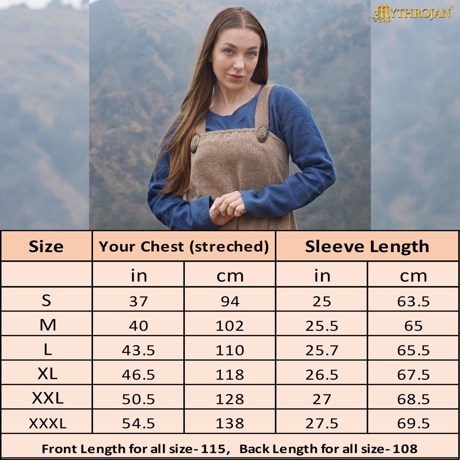 Hilda Viking Apron Dress - Recycled Wool Diamond Twill Medieval Pinafore - 301107BR 2 Apron Dress