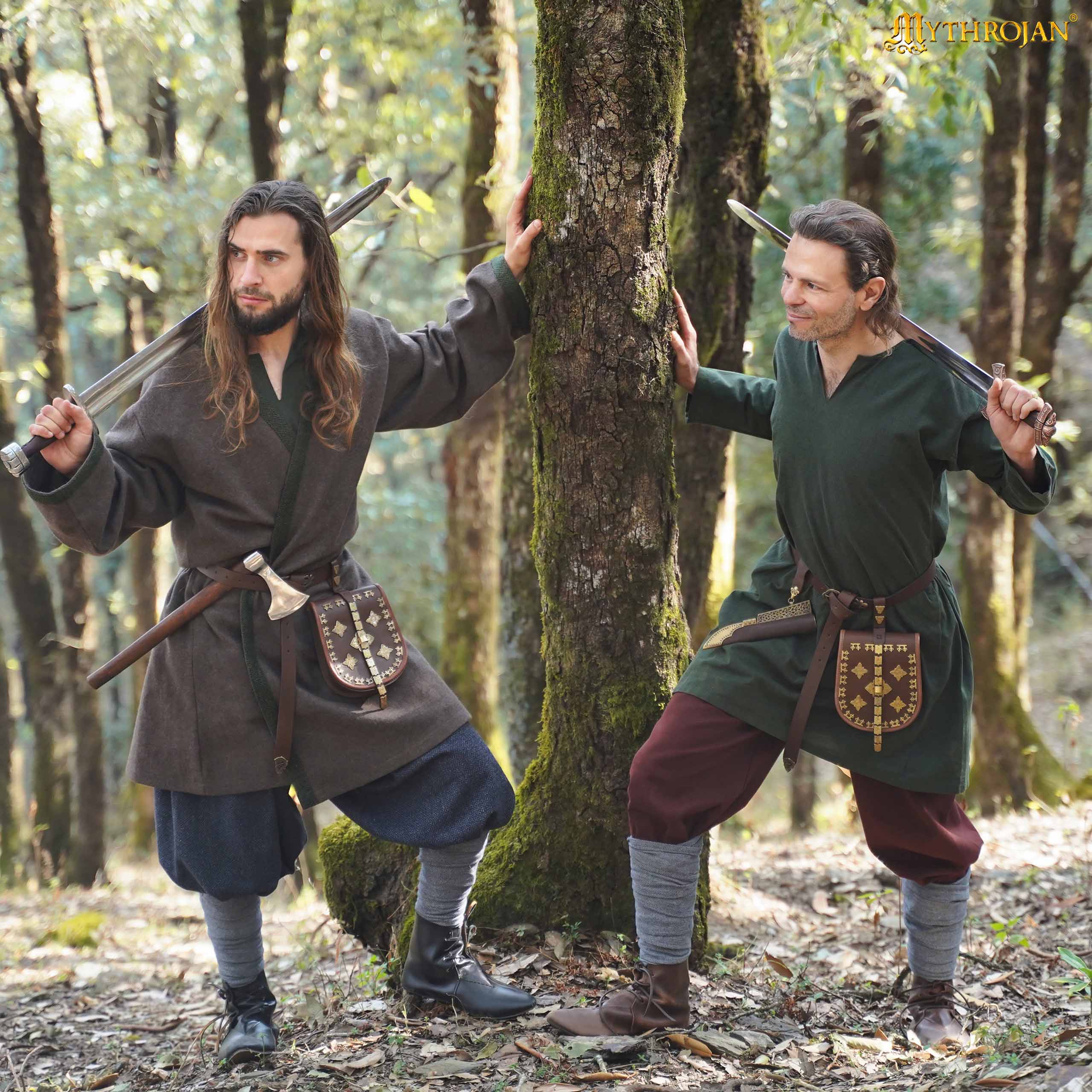 Medieval Coat-301105BRGN 5 Viking Klappenrock Woolen Coat