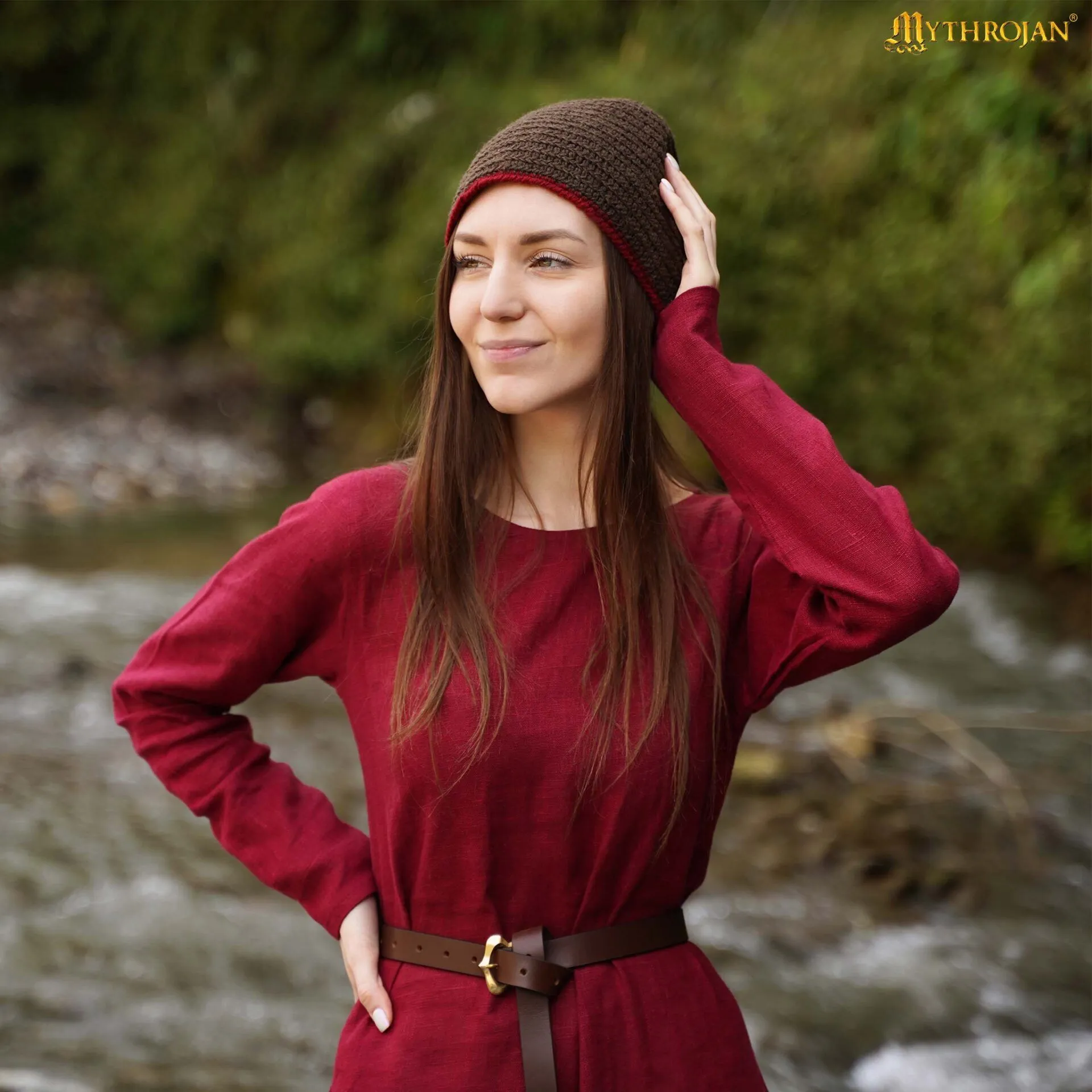 Viking Cap-301128BRRD Naalbinding Woolen Cap