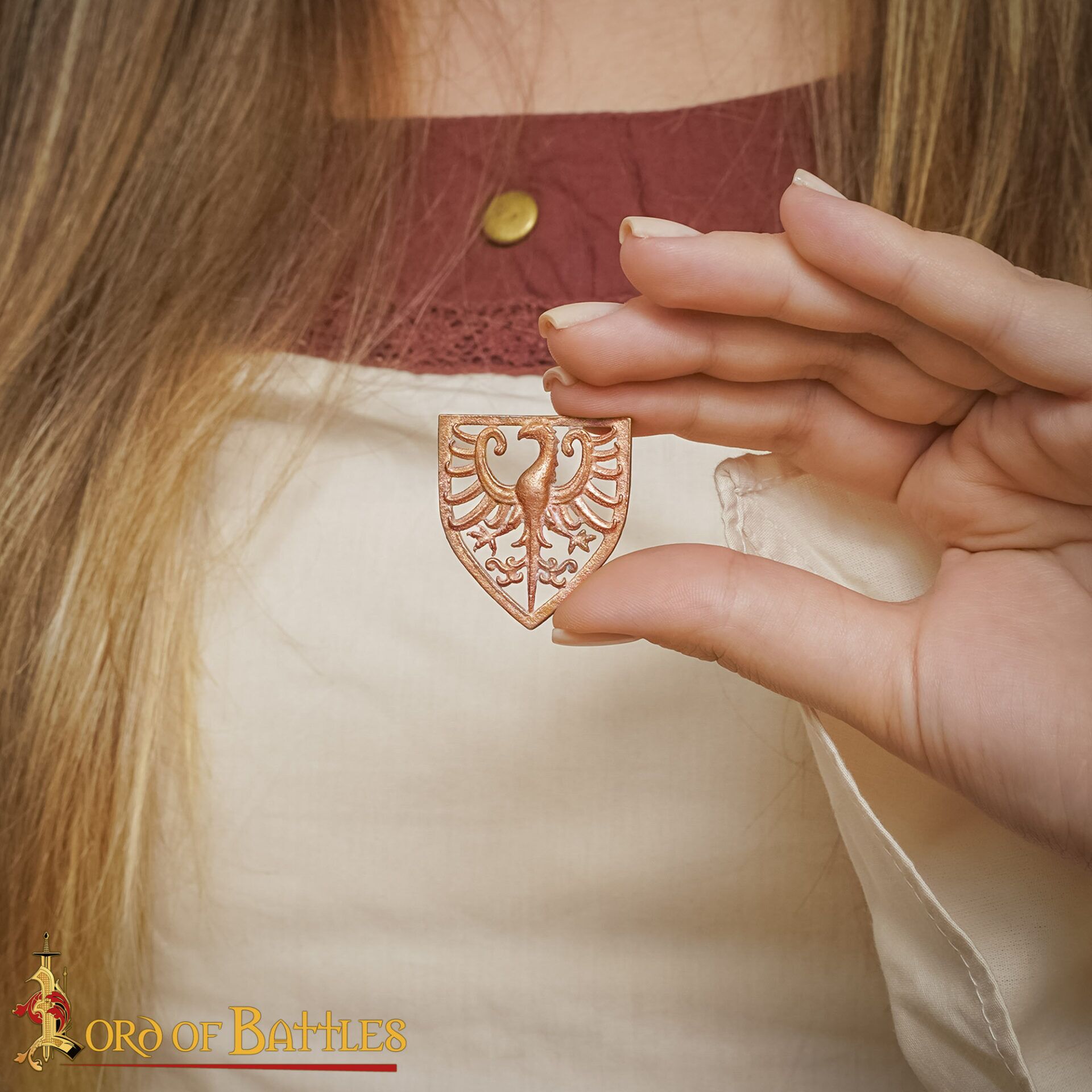 13th Century Bronze Heraldic Eagle Shield Brooch-26432BZ-3Pcs 8 Lost Wax Cast