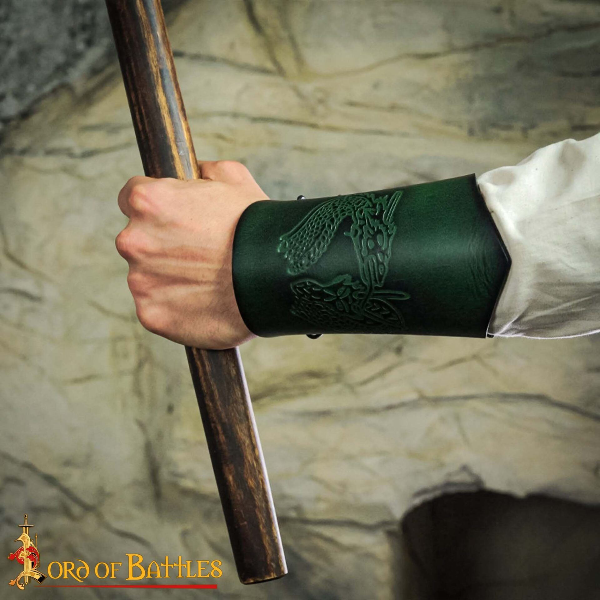 Fantasy Leather Bracers with Embossed Dragon Motif-25907GR 7 bracers