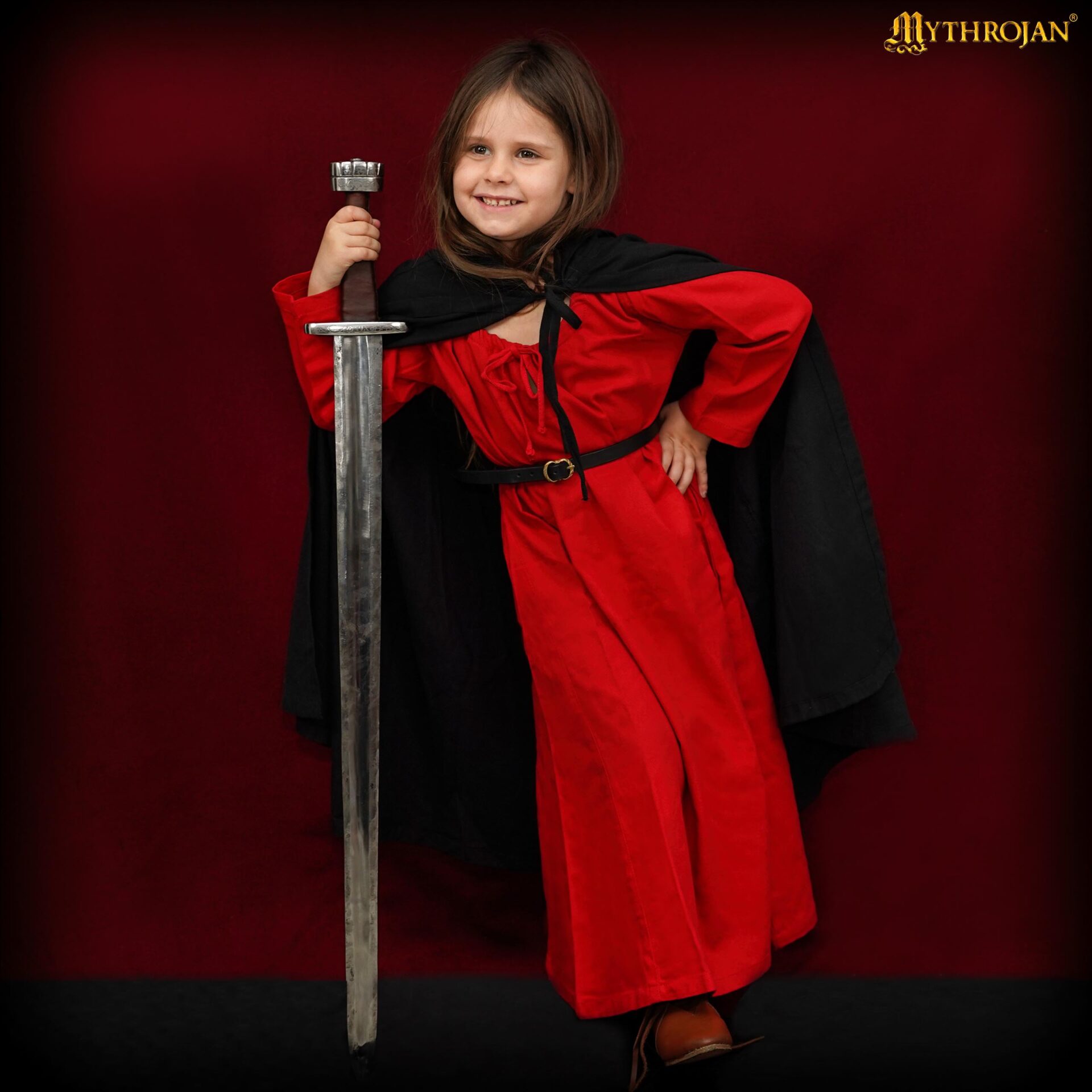 Medieval Hooded Cape Cotton Cloak-300981BK 4 Medieval Hooded Cape