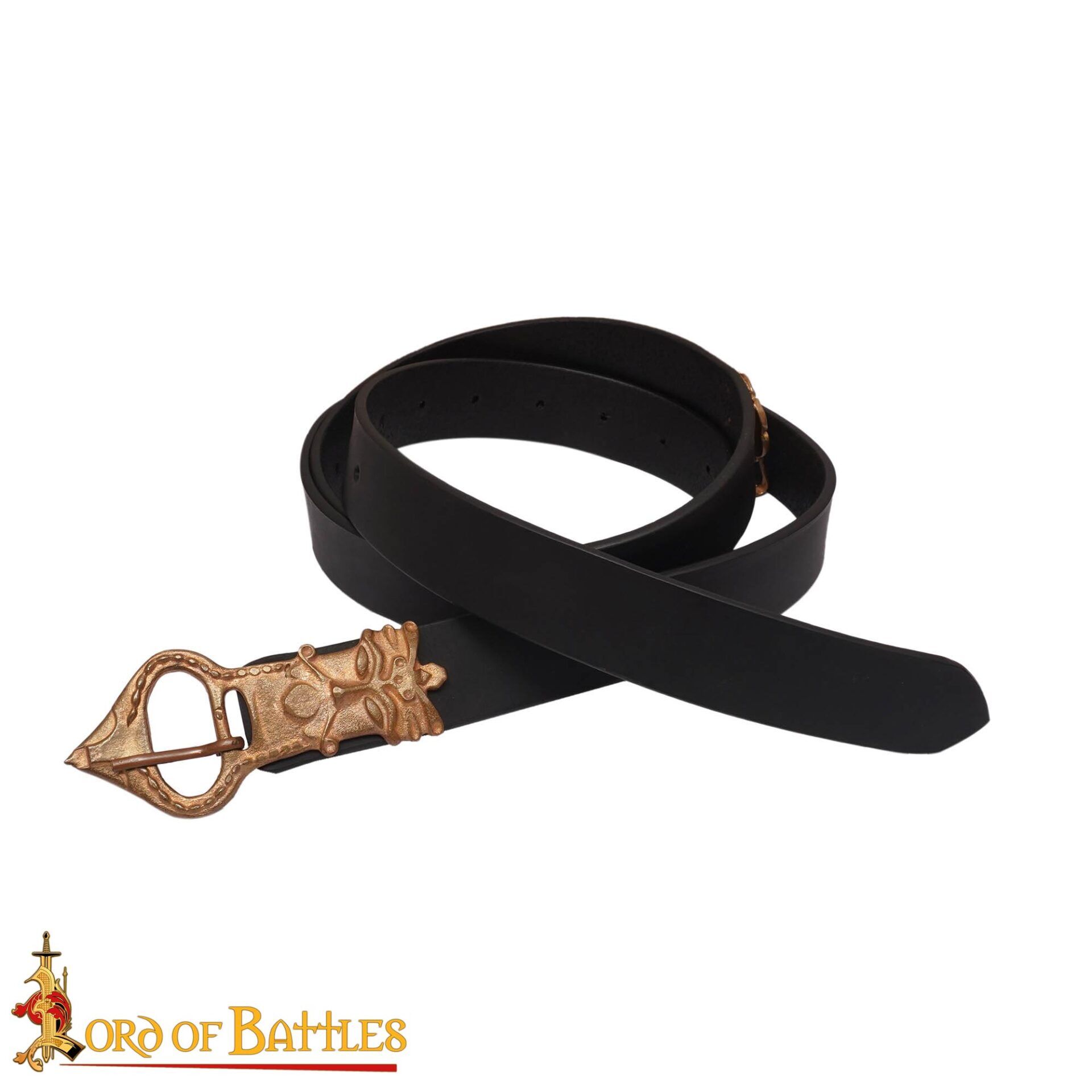 Viking Leather Belt-26522BK 2 Saxon Belt with Bronze King Buckle
