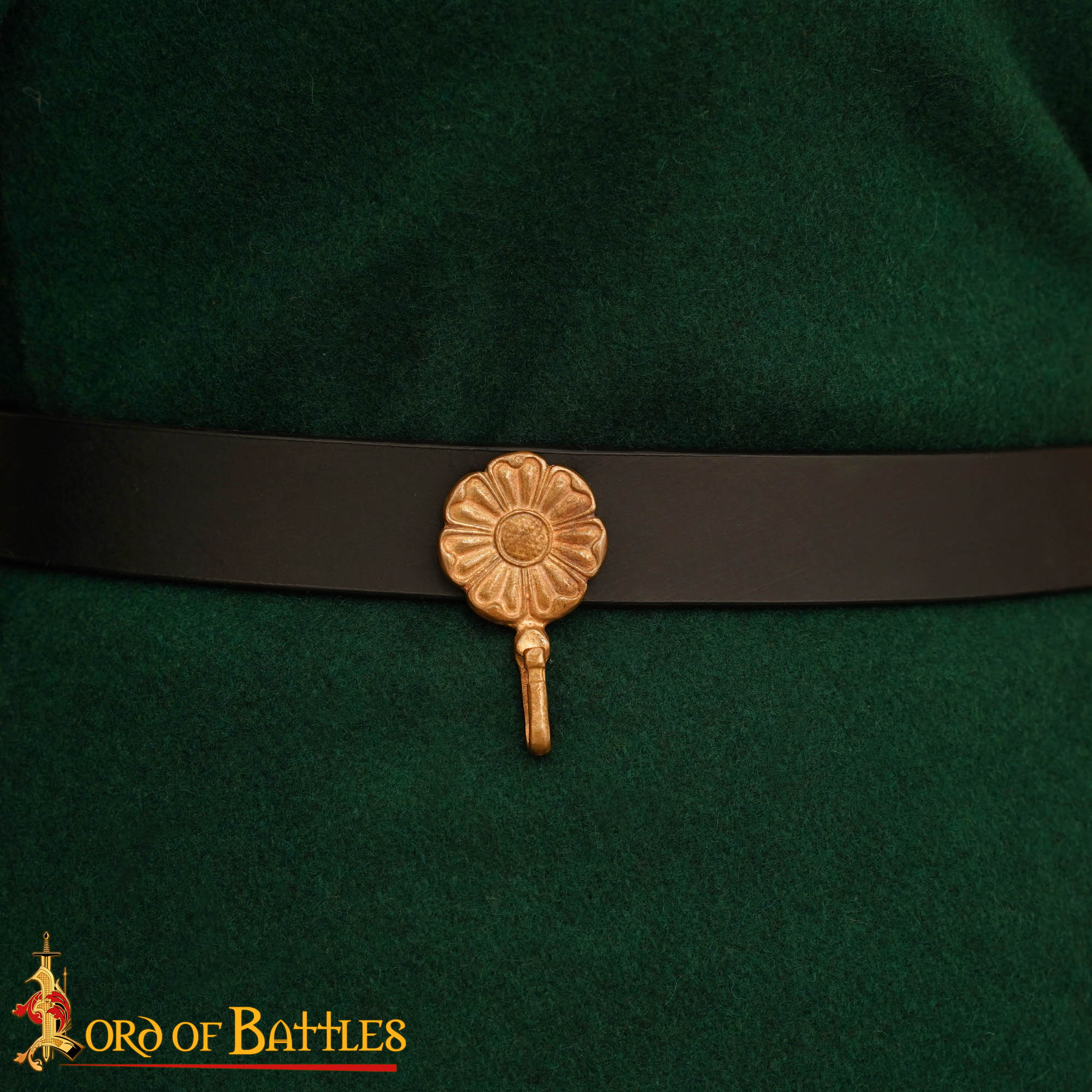 Viking Leather Belt-26522BK 5 Saxon Belt with Bronze King Buckle