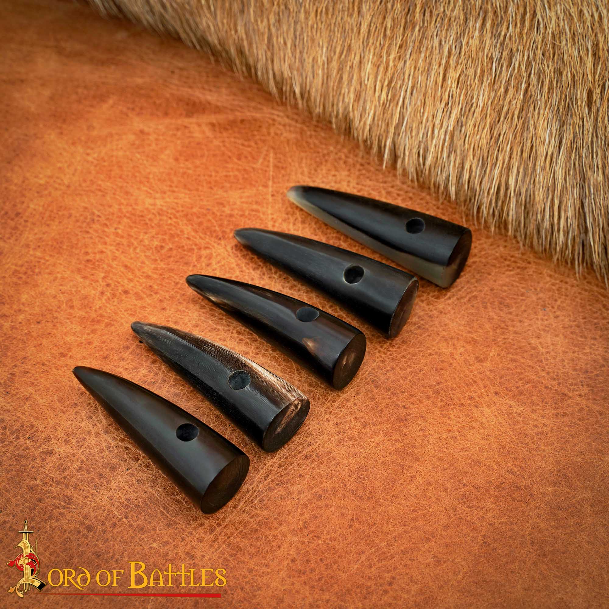 Set of 5 Viking Horn Toggle Buttons – Handcrafted Ox Horn Fasteners for Cloaks, Bags & Medieval Costumes Horn Toggle