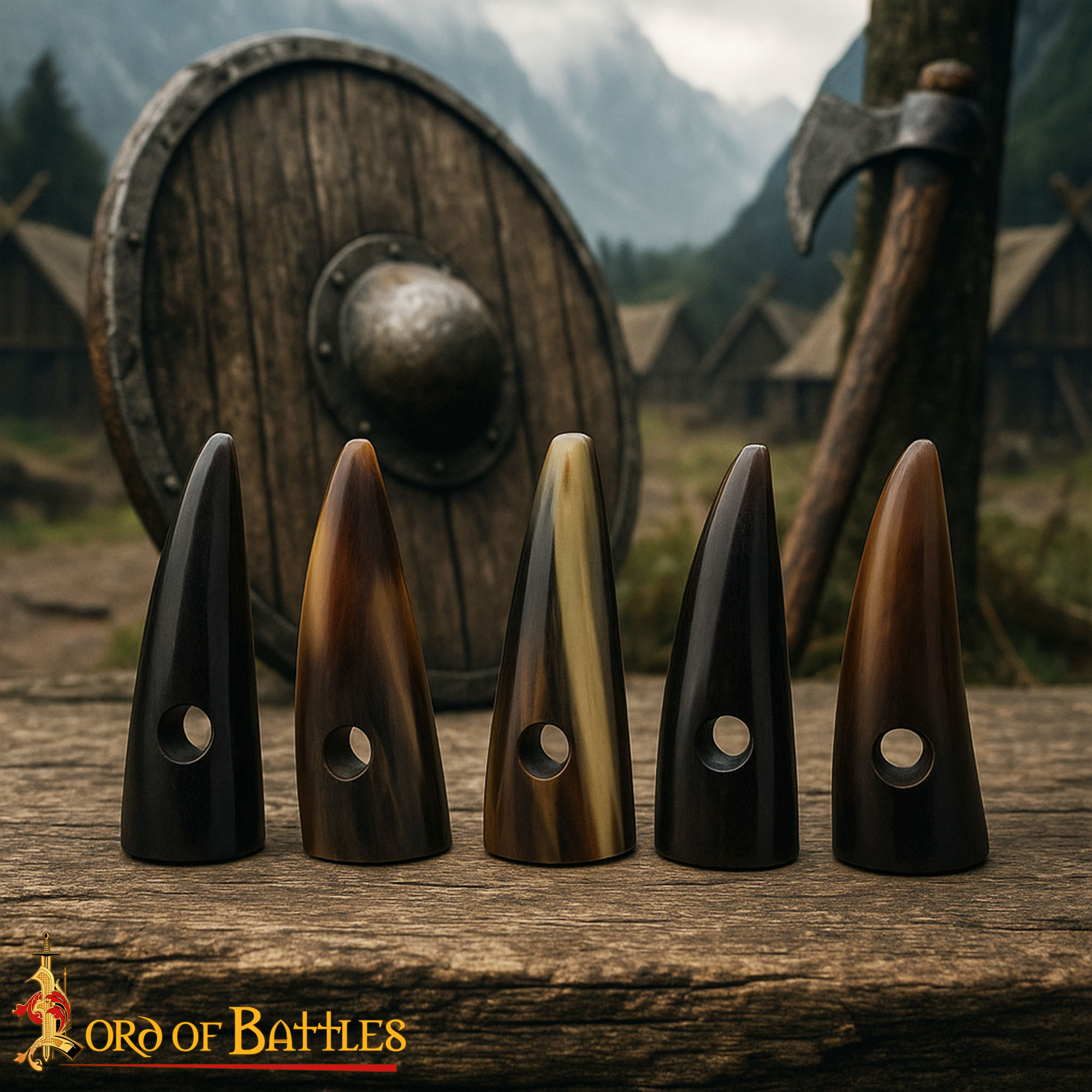 Set of 5 Viking Horn Toggle Buttons – Handcrafted Ox Horn Fasteners for Cloaks, Bags & Medieval Costumes Horn Toggle