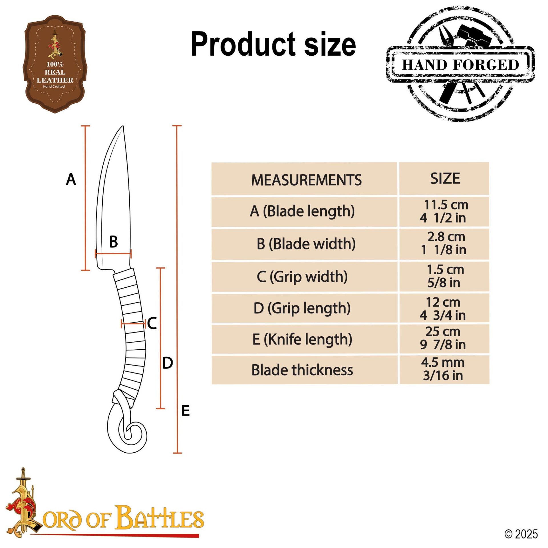 Hand-Forged Knife with Leather Wrapped Handle and Scroll End - 8426 2 Knife