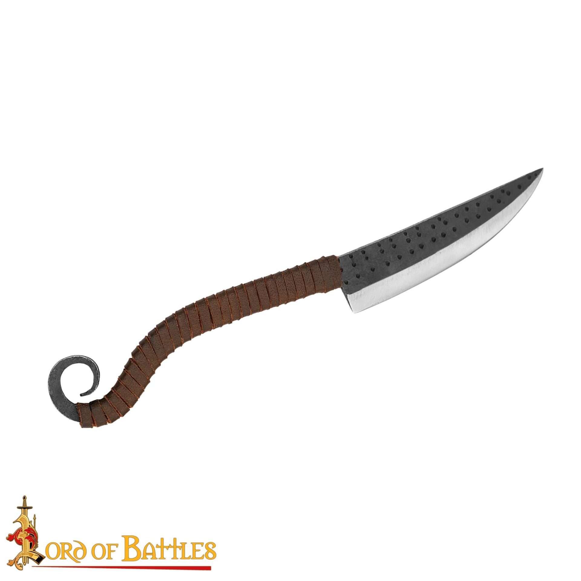 Hand-Forged Knife with Leather Wrapped Handle and Scroll End - 8426 3 Knife