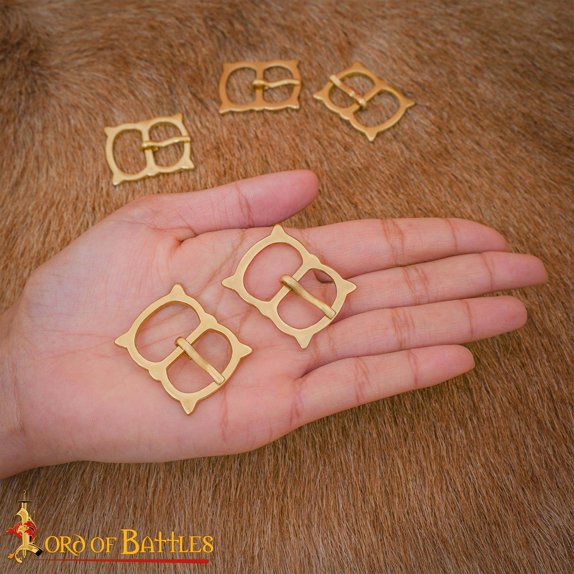 Medieval Brass Double Loop Belt Buckle