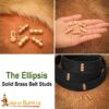14th Century Medieval Solid Brass Ellipsis Belt Studs-8772-5pcs 7 Ellipses Pure Solid Brass Leather Mounts