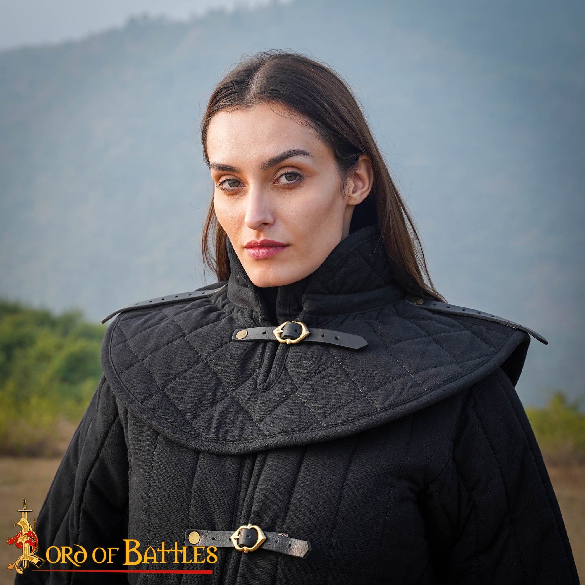 14th Century Quilted Arming Collar with Buckle Closure-7201BK 1 Arming Collar