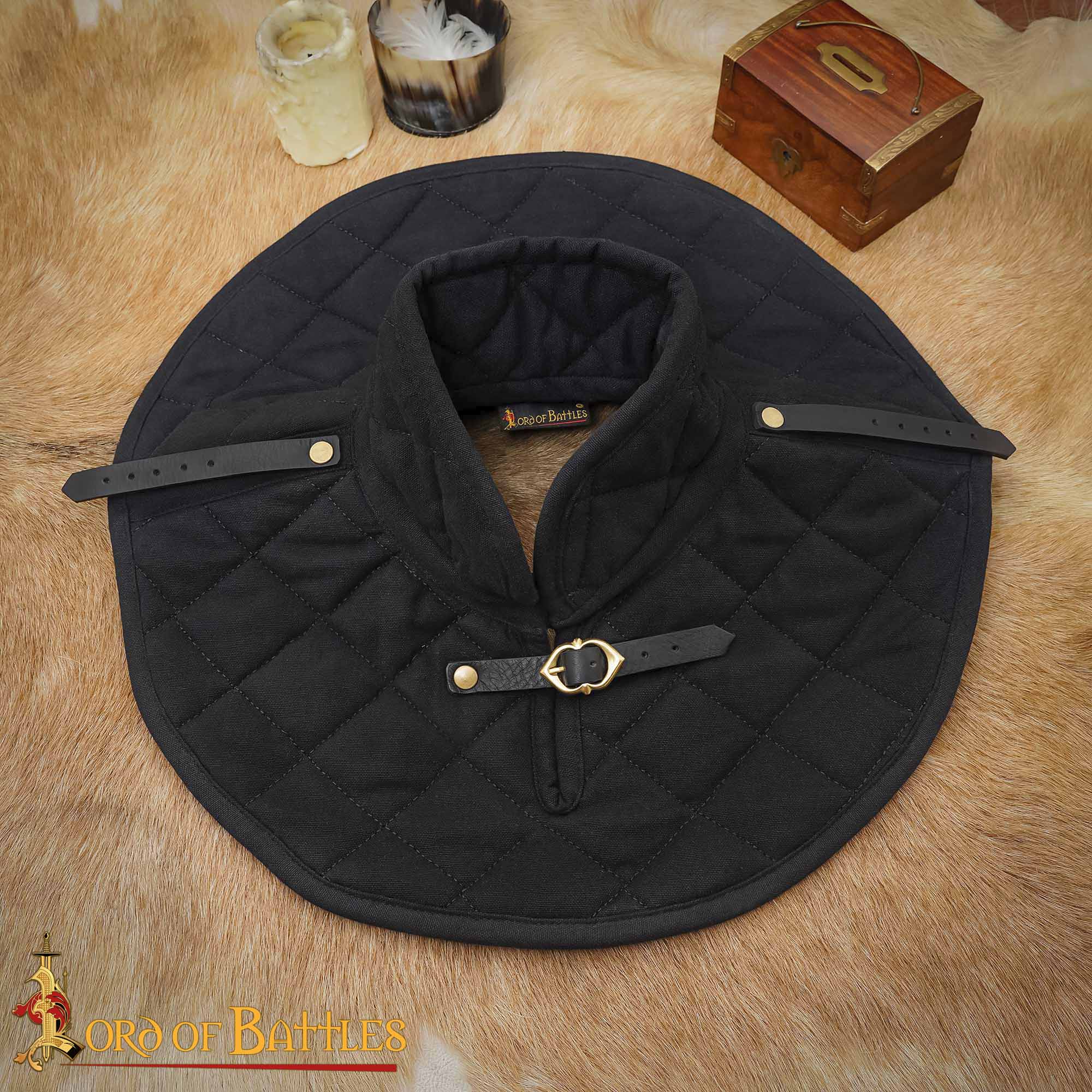 14th Century Quilted Arming Collar with Buckle Closure-7201BK arming collar
