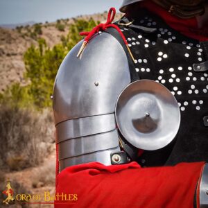 14th–Early 15th Century Steel Pauldrons with Rondel – 16 Gauge Polished Shoulder Armor