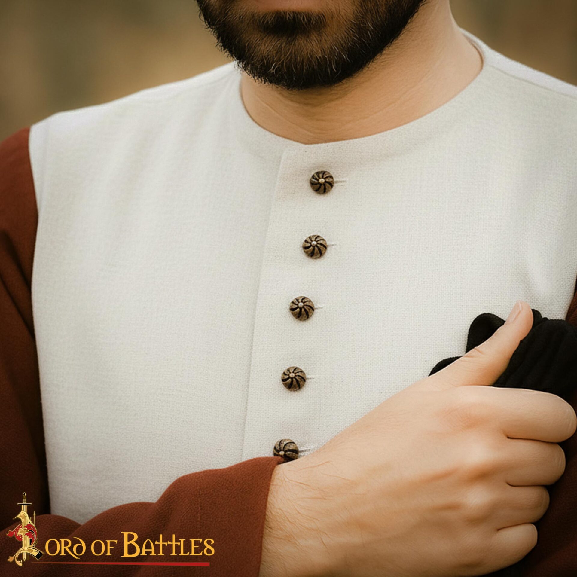 15th Century Brass Conical Button Studs – Set of 6 Historical Garment Fasteners Conical Button