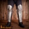 15th Century Steel Gothic Greaves – Medieval Leg Armor-9504 1 Knightly Greaves