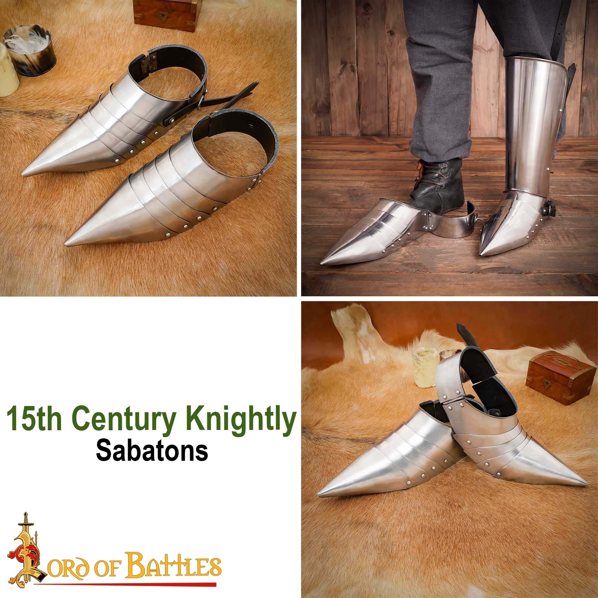 15th Century Steel Sabatons – Gothic Plate Foot Armor-25188 8 Sabatons Steel