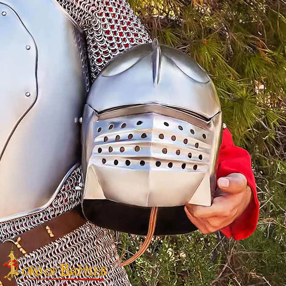 Medieval Italian Bellows Face Sallet Helmet with Padded Liner - Image 2