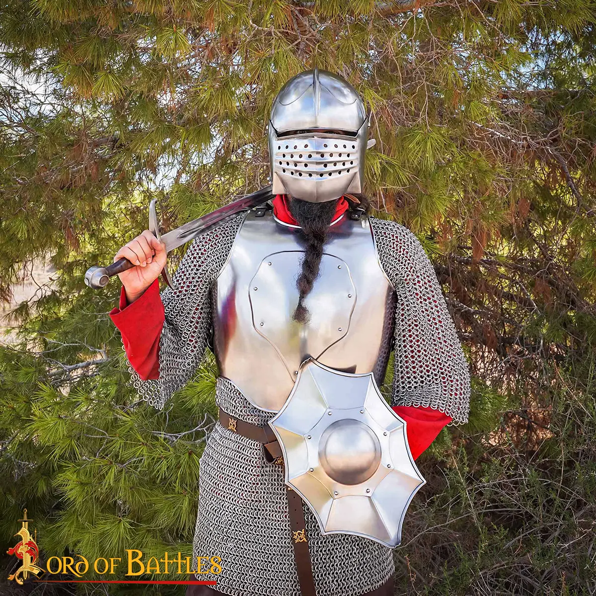 Medieval Italian Bellows Face Sallet Helmet with Padded Liner - Image 8