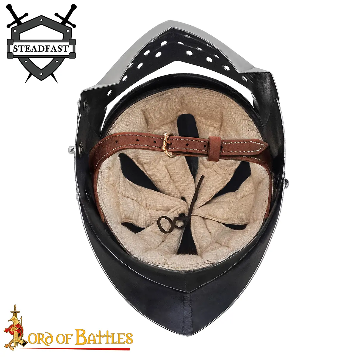 Medieval Italian Bellows Face Sallet Helmet with Padded Liner - Image 5