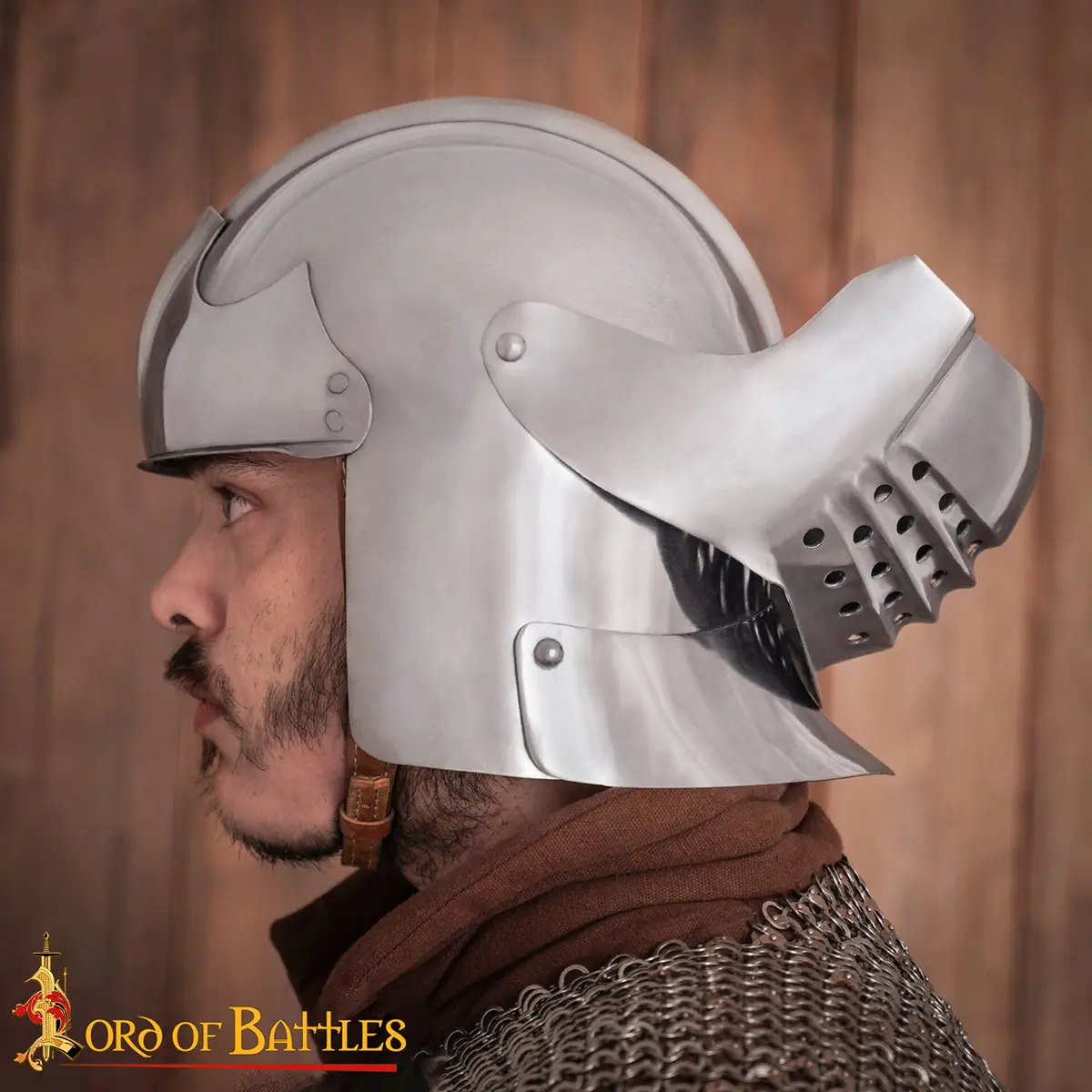 Medieval Italian Bellows Face Sallet Helmet with Padded Liner - Image 7