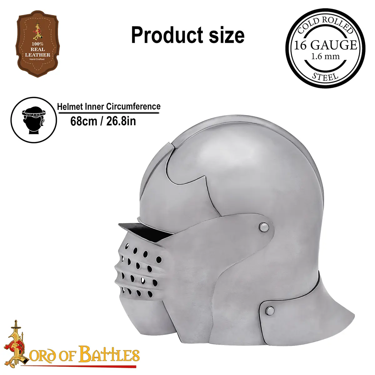 Medieval Italian Bellows Face Sallet Helmet with Padded Liner - Image 3