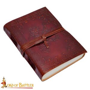 Leather Bound Journal Rampant Lion with Handmade Paper