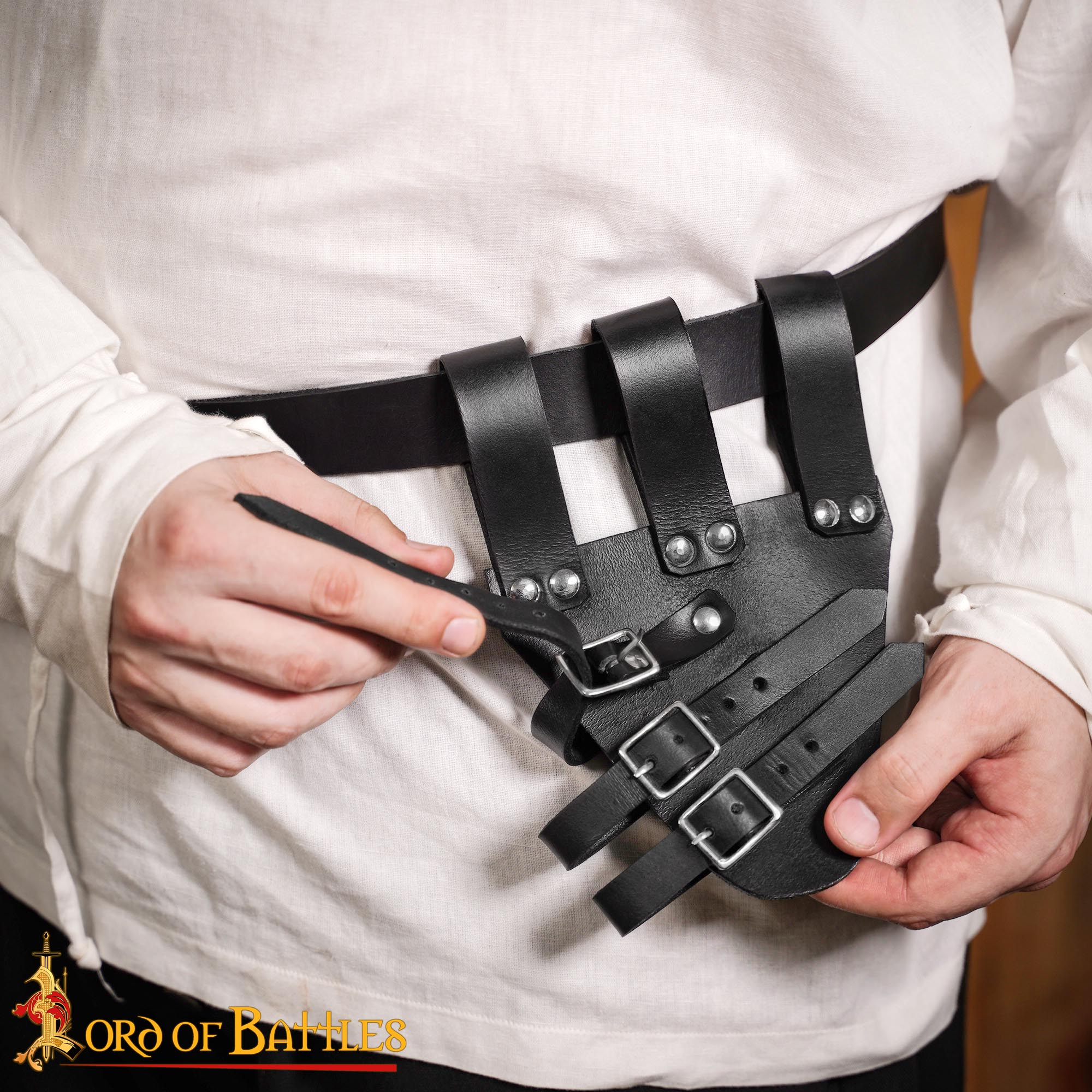 Tri Buckle Angled Sword Frog Genuine Leathercraft