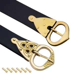Viking Belt Buckle with Backplate Celtic Knotwork Pure Brass