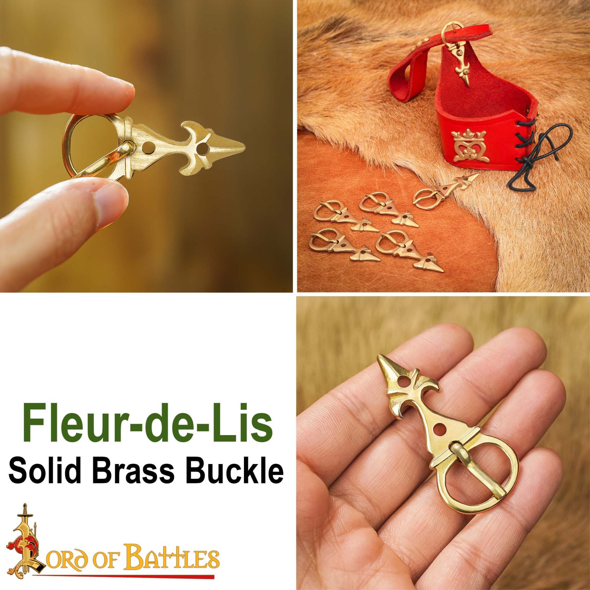 Fleur de Lis Pure Brass Belt Buckle