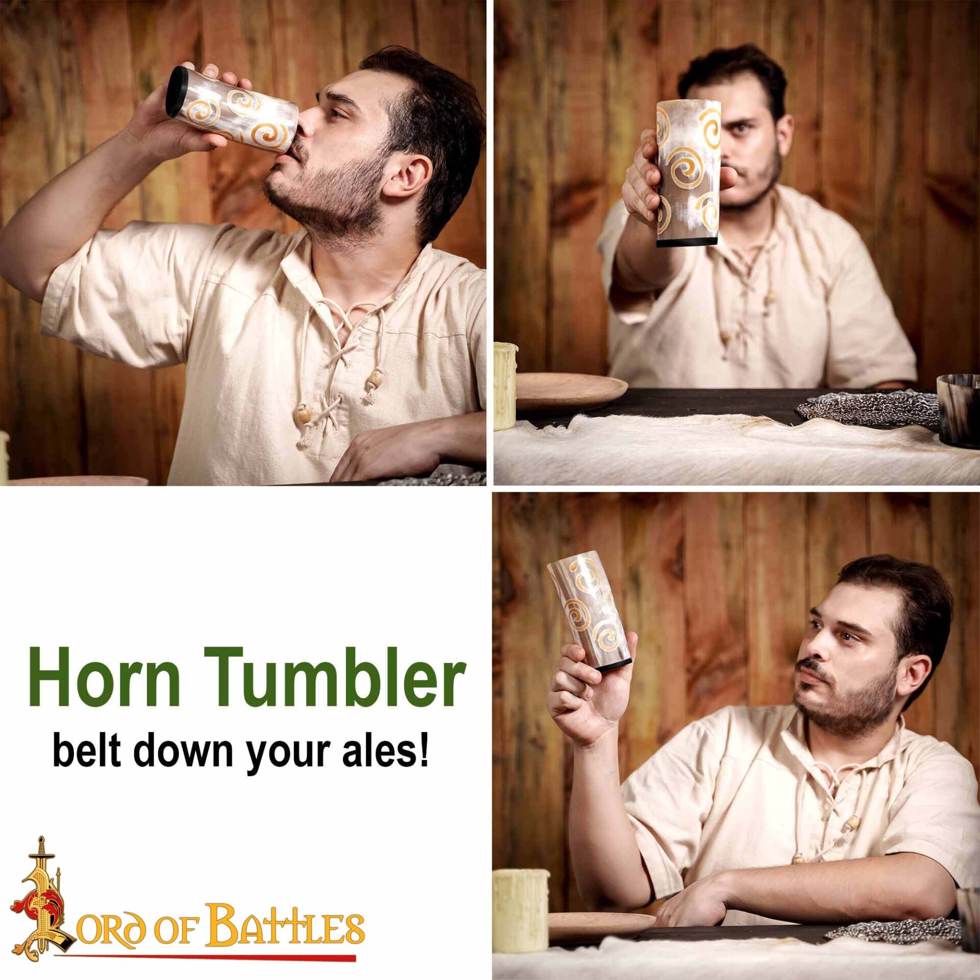 Medieval Viking Horn Tumbler Beer Mug Handcrafted Genuine Ox Horn