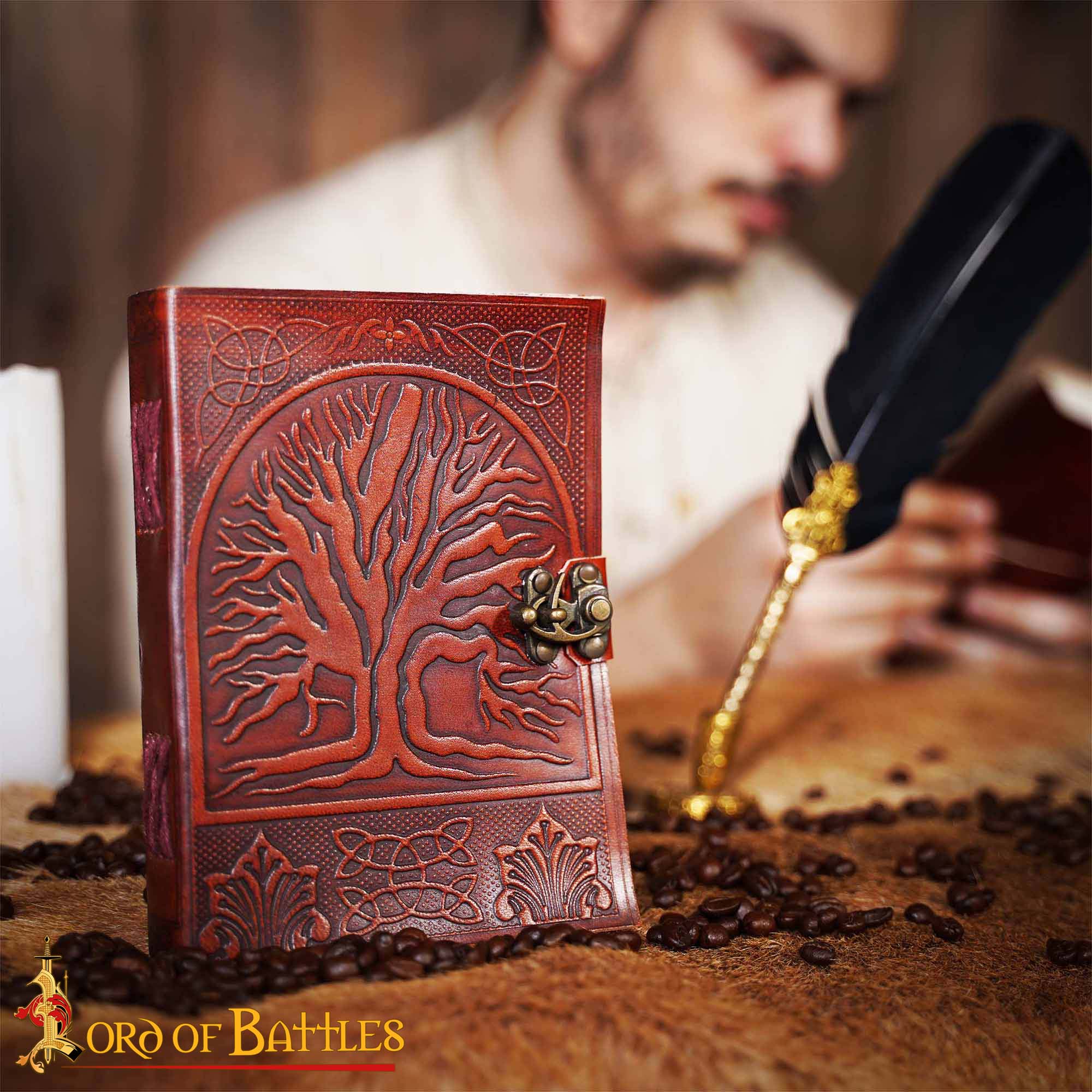 Medieval Tree of Life Leather Journal – Handcrafted Diary with Brass Lock leather journal,Diary