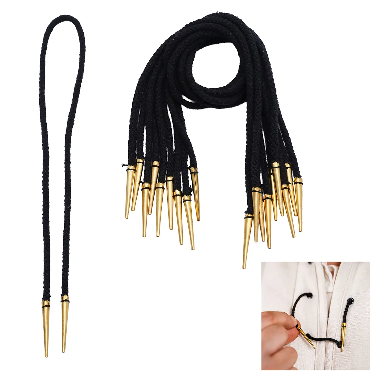Set of Brass Aiglets with Cotton Cords